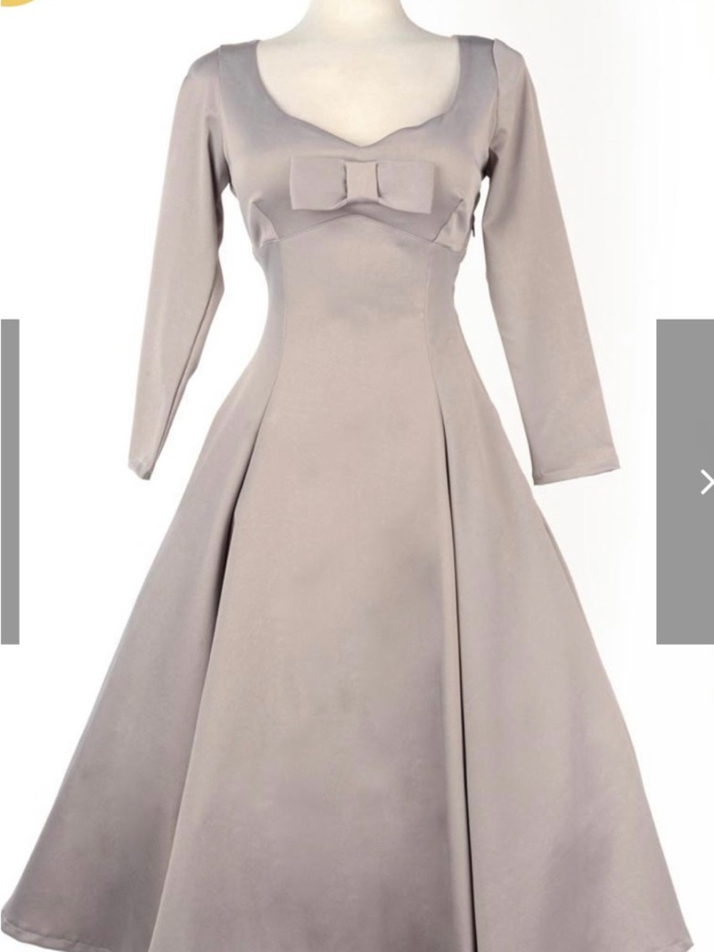 Pin Up Couture Taupe Satin Bow Dress Pre Owned